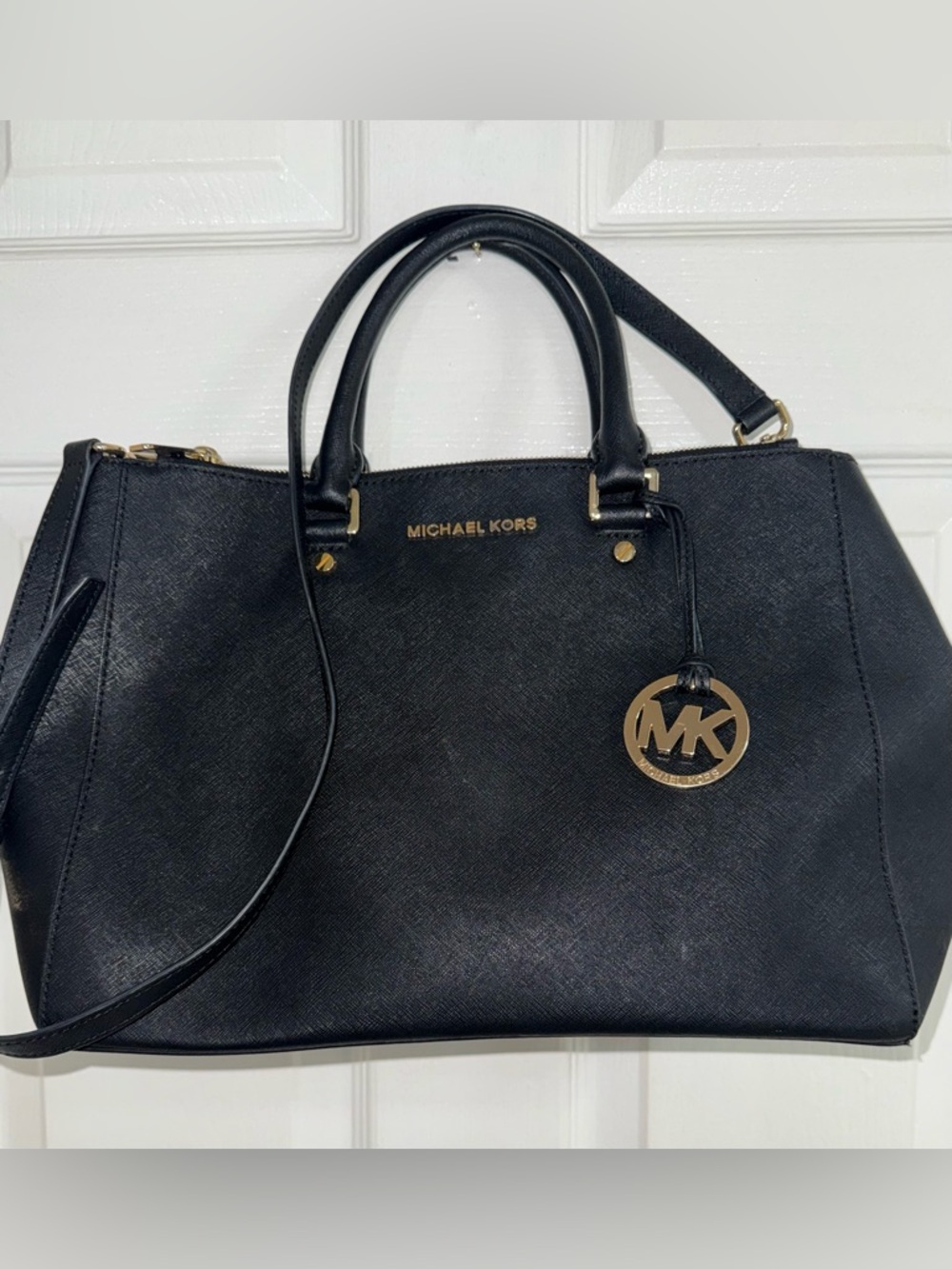 ** FAIR CONDITION- CALLOUTS **Michael Kors Black Leather Satchel - Picture 7 of 16
